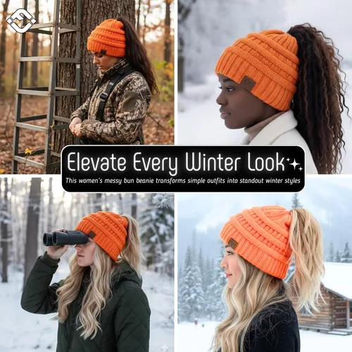 Vista 147 de Funky Junque - Gorro para mujer con ranura para cola de caballo