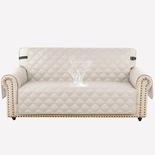 Vista 33 de XINEAGE Funda impermeable para sillón, funda para sofá de 1 plaza con correas elásticas y bolsillos, triple protección antideslizante, lavable
