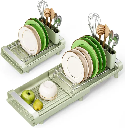 Vista 11 de [Usado] TOOLF Escurridor de platos pequeño, mini escurridor compacto expandible, escurridor de platos delgado y extensible de acero inoxidable