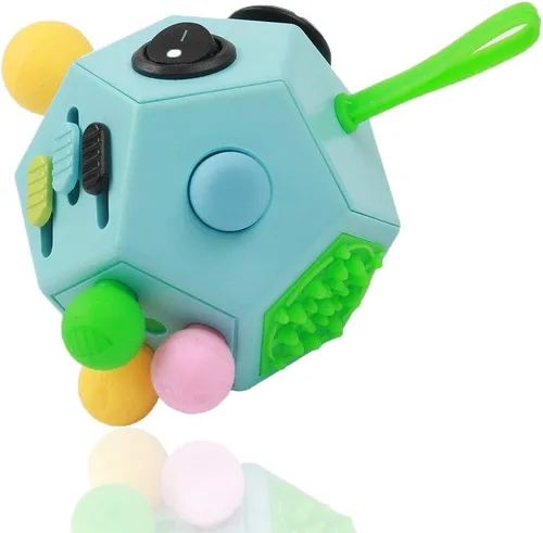 Vista 12 de Juguetes de Cubo de 12 Lados, Cubo de Juguetes Fidget Alivia el Estrés y la Ansiedad para Niños y Adultos con TDA, TOC, TDAH, Autismo (Negro / B2)