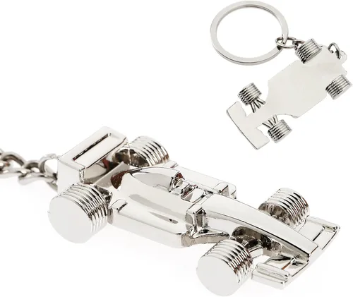 Vista 5 de Create Idea 2 llaveros de coche de carreras F1 de metal Fórmula 1, llavero de coche de carreras, bolso de mano, regalo especial para cumpleaños
