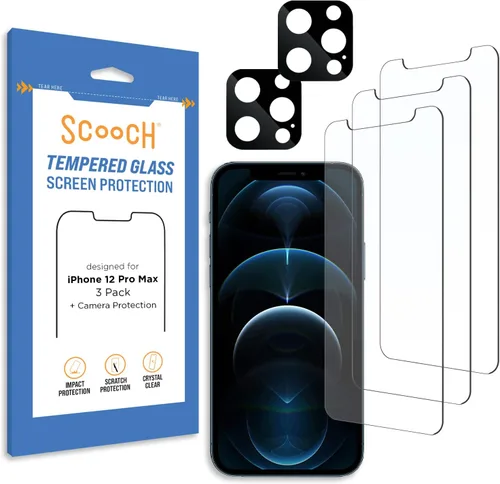 Vista 22 de Scooch Protector de pantalla 5 en 1 para iPhone 11 (paquete de 3) con protector de lente de cámara (paquete de 2) vidrio templado 9H de alta