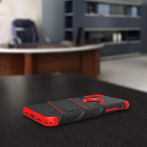 Vista 7 de Serie Zizo Bolt funda para iPhone XR de grado militar con protector de pantalla de vidrio templado, clip de cinturón, soporte, Funda con soporte.