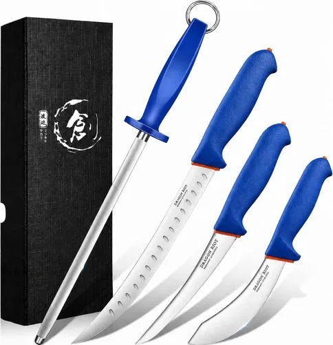 Vista 10 de DRAGON RIOT Juego de Cuchillos de Trinchar para Carne Cuchillo Curvo de 6 Pulgadas para Recortar y Deshuesar Pechuga de Res y Cuchillo para Rebanar