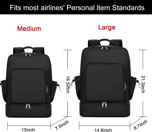 Vista 2 de seyfocnia Mochila de gimnasio para hombres, mochila deportiva ligera con compartimento para zapatos, bolsa de gimnasio impermeable, Negro, Mochilas
