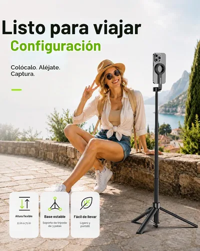 Vista 4 de UBeesize Soporte de trípode de teléfono de 71 pulgadas y trípode magnético Negro