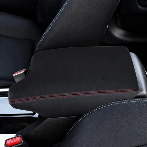 Vista 110 de Great-luck Funda de cuero para consola central, almohadilla para reposabrazos, accesorios de cubierta de caja (costuras rojas) para BMW X1 2023 2024