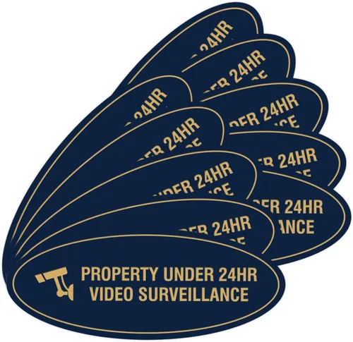 Vista 27 de Cartel de vigilancia oval PROPERTY UNDER 24HR - Negro - Pequeño (1 paquete)