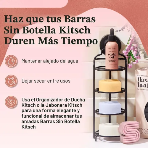 Vista 8 de Kitsch Juego de champú y acondicionador de aceite de ricino, aceite de ricino orgánico, cuidado del cabello para cabello opaco y seco, jabón