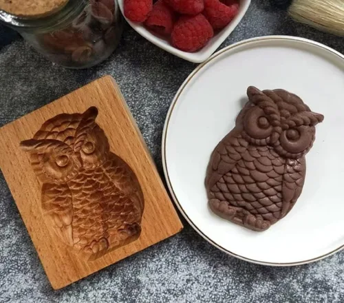 Vista 20 de Molde de Galletas de Madera Tallada con Pájaro - Cortador de Galletas de Jengibre DIY con Prensa de Relieve