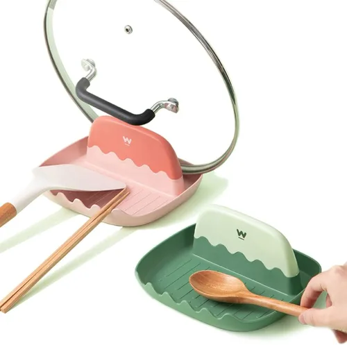 Vista 7 de Paquete de 2 Soportes para Tapa y Cuchara para Encimera de Cocina, Soporte para Cucharón/Espátula/Cuchara de Cocina para Estufa, Descanso