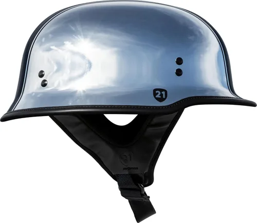 Vista 2 de Highway 21 Medio casco de 0.354 in para motocicleta, aprobado por DOT, protección de crucero ligero de perfil bajo, certificado FMVSS 218 (cromo, XS)