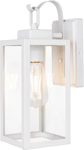 Vista 12 de GRUENLICH Farol de pared para exteriores, aplique de pared para iluminación de porche, base E26 máx. 60 W, carcasa de metal más vidrio, acabado
