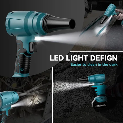 Vista 4 de Mini soplador para batería Makita de 18 V, plumero de aire inalámbrico sin escobillas de 140000 RPM, sopladores eléctricos de hojas para limpieza
