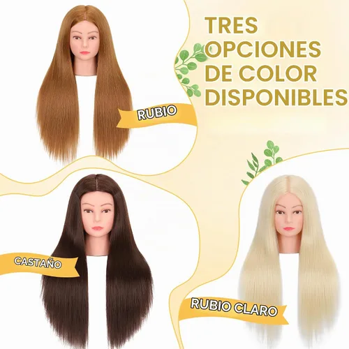 Vista 2 de Cabeza de maniquí con 80% de cabello humano de 26-28 pulgadas, cabeza de práctica de maniquí de cosmetología con cabello humano, cabeza de muñeca