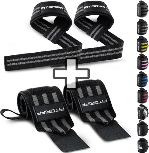 Vista 13 de Fitgriff® Correas de Levantamiento y Muñequeras (Paquete) Soporte Superior para Levantamiento de Pesas y Entrenamientos de Gimnasio - para Hombres