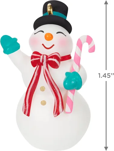 Vista 5 de Hallmark Keepsake Mini adorno de Navidad de 1.45 pulgadas, muñeco de nieve nostálgico, muñeco de nieve para coleccionistas, regalos