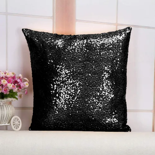 Vista 29 de ShinyBeauty Fundas de almohada negras de 12 x 20 pulgadas, juego de 2, funda de almohada rectangular, funda de almohada de lentejuelas de tela