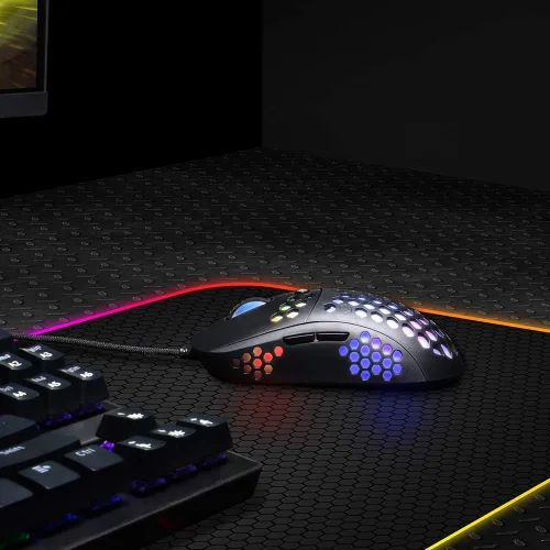 Vista 7 de MARVO G961 Honeycomb Gaming Mouse 6 Programmable Buttons RGB Backlight Macro Customization 12000 DPI Optical Sensor Lightweight Drag-free Soft