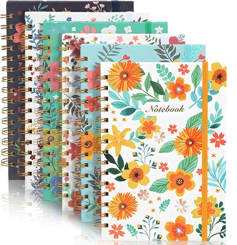 Vista 8 de Coopay Paquete de 12 cuadernos en espiral A5 para mujeres, cuadernos de composición con rayas universitarias, diario en espiral de tapa dura, lindo