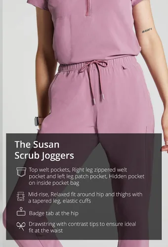 Vista 2 de Asmar Scrubs Susan - Pantalones quirúrgicos con múltiples bolsillos para mujer elásticos con cordón