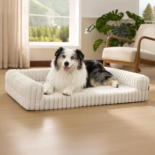 Vista 21 de Bedsure - Cama ortopédica para perros pequeños, cama impermeable de espuma viscoelástica con lados, sofá de espuma de nido de abeja para perros