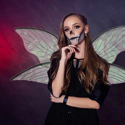 Vista 5 de Alas de hadas para niñas alas de mariposa alas de hadas brillantes transparentes para disfraz Halloween cosplay