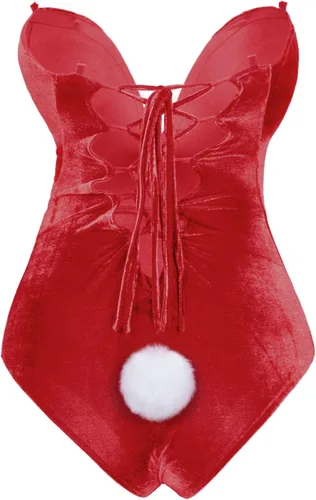 Vista 4 de Disfraz de conejo de anime para mujer, traje de una pieza, traje de Halloween, cosplay, diadema de conejo, conjunto de medias