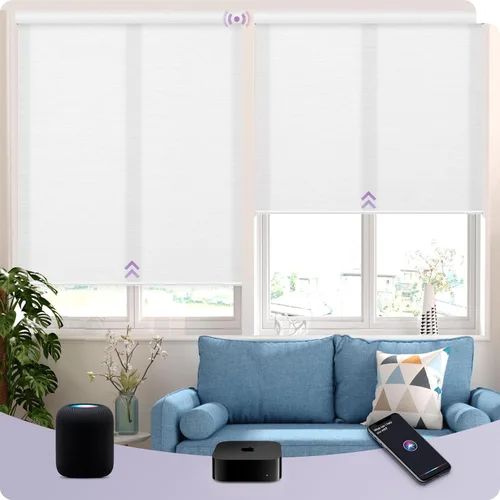 Vista 9 de Graywind HomeKit - Persianas opacas inteligentes con control de voz Siri con aplicación para el hogar, persianas motorizadas recargables con cenefa