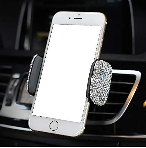 Vista 3 de Ergonflow Soporte de teléfono para automóvil con diamantes de imitación de lujo, compatible con ventilación de aire o tablero, compatible con iPhone