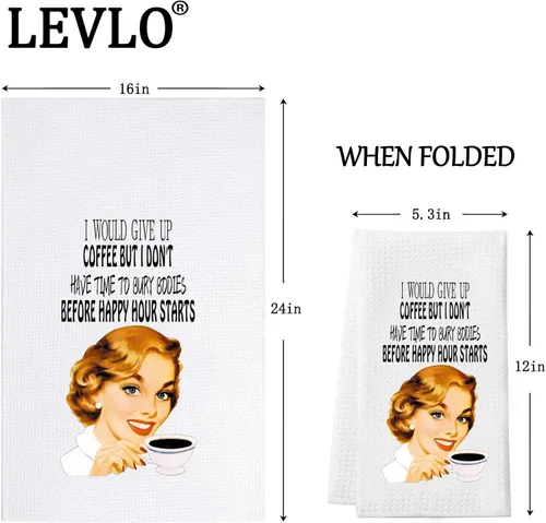 Vista 2 de LEVLO Toalla de cocina retro para amas de casa, estilo vintage de los años 50, regalo para amas de casa retro de los años 50, tejido de gofre