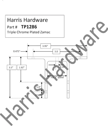 Vista 3 de Harris Hardware TP1286 Dos orejas Die Cast Zamac Orinal Screen Bracket para paneles de 1 ", cromado