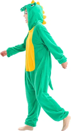 Vista 4 de Mameluco unisex de dinosaurio para adultos, disfraz de animal para Halloween, disfraz de una pieza para cosplay, fiesta de maquillaje, para mujeres