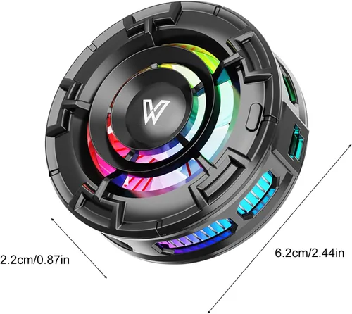Vista 7 de Magnetic Phone Cooler with LED Lights, 3 Speed for Gaming (Black)