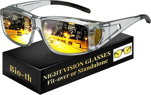 Vista 17 de Gafas de conducción de visión nocturna para hombres y mujeres, ajuste A01 Negro Claro
