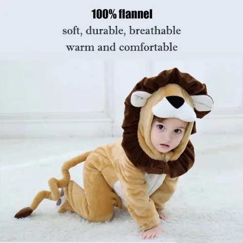 Vista 3 de QIAONIUNIU Disfraz de león para bebé para Halloween, mameluco para niños pequeños, rómper para cosplay, de 12 a 18 meses