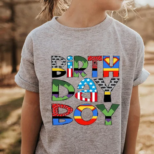 Vista 5 de Camiseta de cumpleaños de superhéroe, camiseta de cumpleaños de 1º, 2, 3, 4, 5, "It's my Birthday", camisa de superhéroe para niño