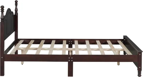 Vista 8 de Harper & Bright Designs Cama de plataforma tamaño Queen con cabecero, marco de cama de madera de estilo retro con soporte de listones, camas