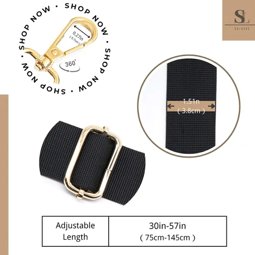 Vista 200 de S&loyoe Correas de repuesto para bolso, correa ajustable para bolsa cruzada, correas de guitarra anchas para bolsos de 1.5 pulgadas