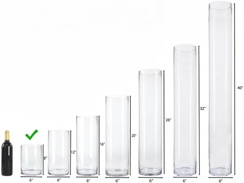 Vista 9 de CYS EXCEL Jarrón de vidrio transparente cilíndrico (H:8" D:6") Múltiples opciones de tamaño de jarrones de vidrio para flores como centros de mesa