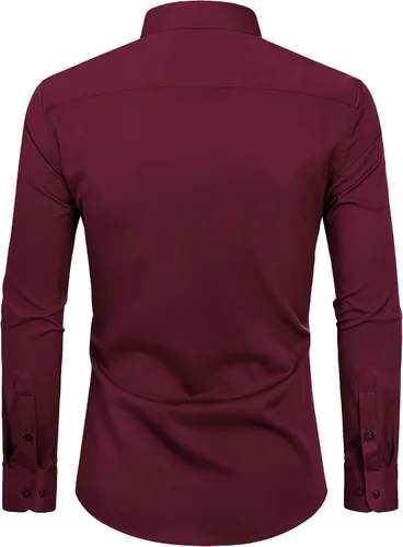 Vista 3 de Alimens & Gentle Camisas de vestir con escudo antimanchas para hombre vino borgoña