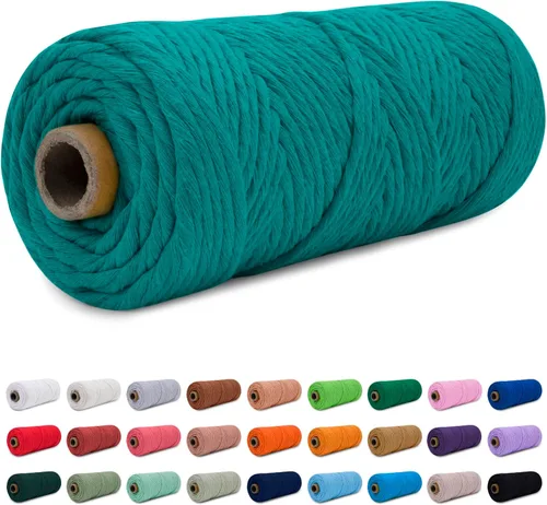 Vista 39 de CAMAL Cordón de macramé de 0.157 in x 109 yardas (328.1 ft), cuerda de algodón de color para tejer, manualidades, colgar en la pared, proyectos