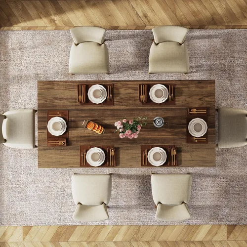 Vista 5 de Tribesigns Mesa de comedor de 63 pulgadas para 4-6, mesa de cocina estilo granja con gran superficie, mesa rectangular para cenas y comidas