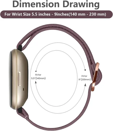 Vista 5 de Paquete de 4 correas elásticas de nailon, compatibles con Fitbit Versa 4/Fitbit Versa 3/Fitbit Sense 2/Fitbit Sense, correa ajustable suave
