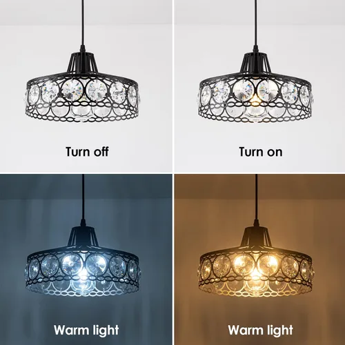 Vista 11 de Lámpara Colgante de Cristal Enchufable Negra Candelabro de Metal Industrial Luz Swag con Cable de 15 Pies e Interruptor de Encendido/Apagado