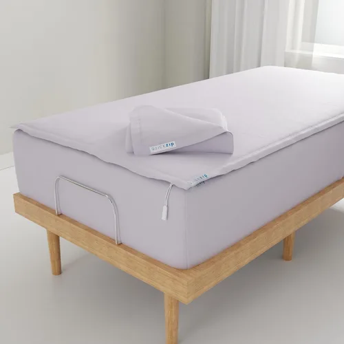 Vista 26 de QuickZip Paquete de Repuesto Fitted Plus: 1 Sábana Bajera (Base + Sábana con Cremallera) y 1 Sábana con Cremallera - Fácil de Cambiar, No se Sale