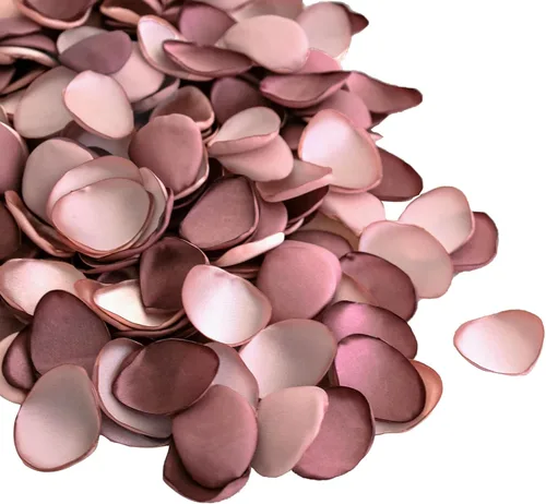 Vista 15 de Lookein 300 pétalos de rosa de satén para boda, cesta de niña de las flores, centros de mesa, corredor del pasillo, confeti para fiestas, despedida