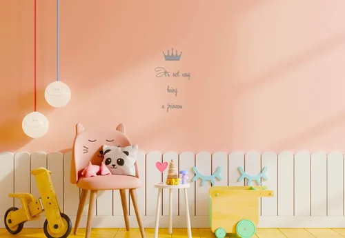 Vista 5 de Wall Decals Vinyl Decal Sticker Girl Quote It's Not Easy Being a Princess Crown Home Interior Art Mural Kids Nursery Baby Room Decor KT19