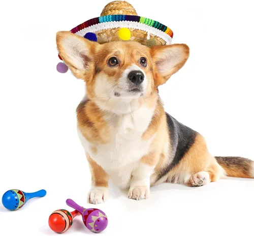 Vista 6 de Honoson 12 piezas de maracas de madera para fiesta, 6 mini sombreros de Cinco de Mayo, sombrero mexicano de copa para decoración de fiesta