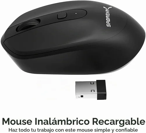 Vista 2 de SABRENT Ratón inalámbrico recargable de 2,4 GHz con resolución ajustable (MS-RCWM)
